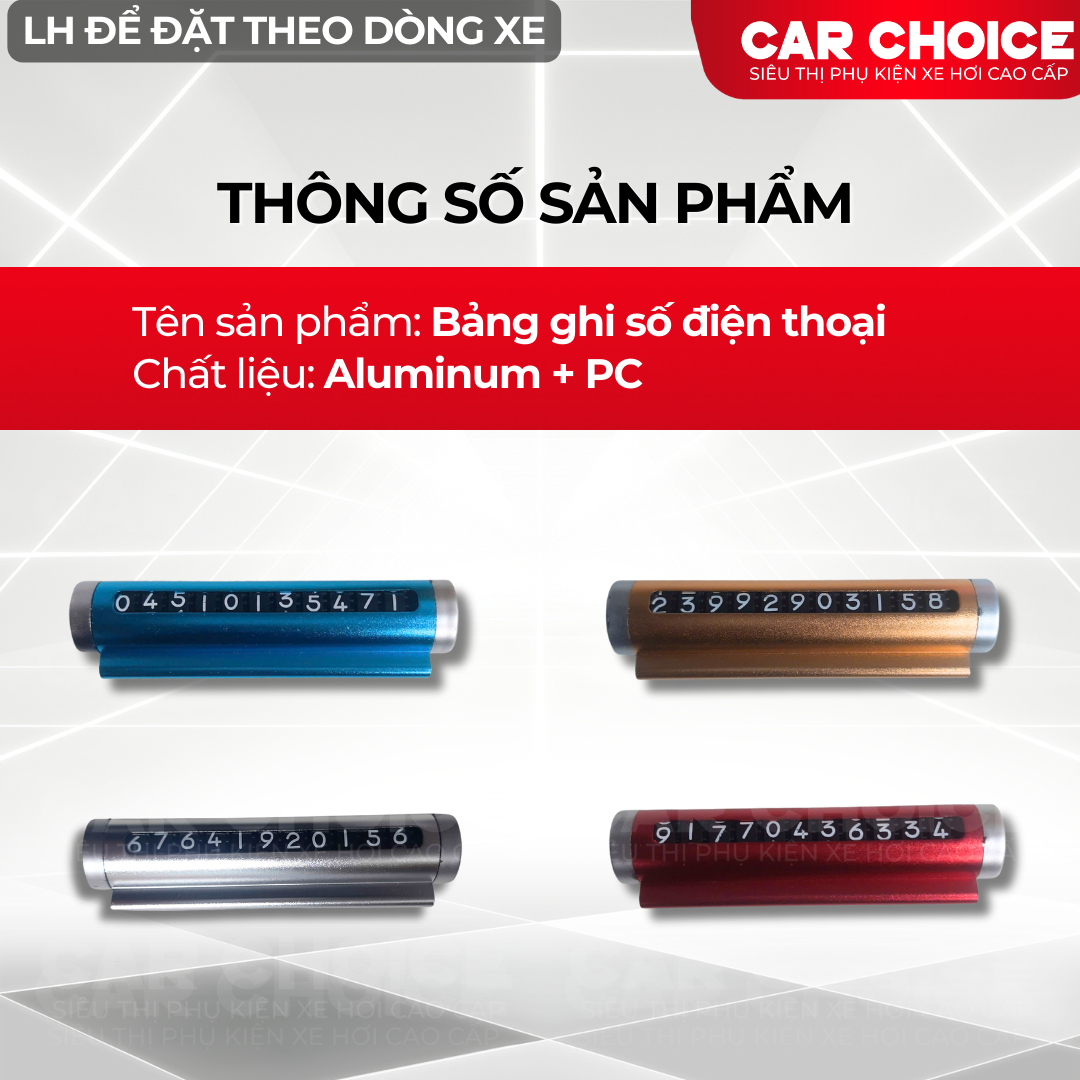bảng ghi số điện thoại ô tô